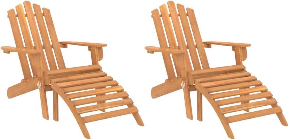 2 STK. Adirondack-Gartenstühle aus massivem Akazienholz mit Fußteilen