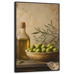 LEINWAND Bilder mit Rahmen - Oliven - Stilleben - Vintage - 80x120