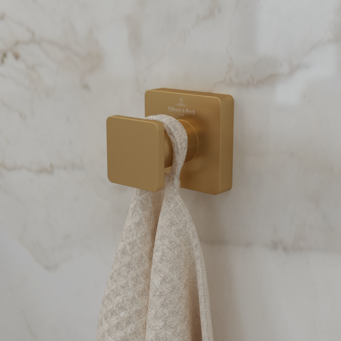 Villeroy und Boch Elements Striking Handtuchhaken TVA15201100076 brushed gold, 45x45x44mm