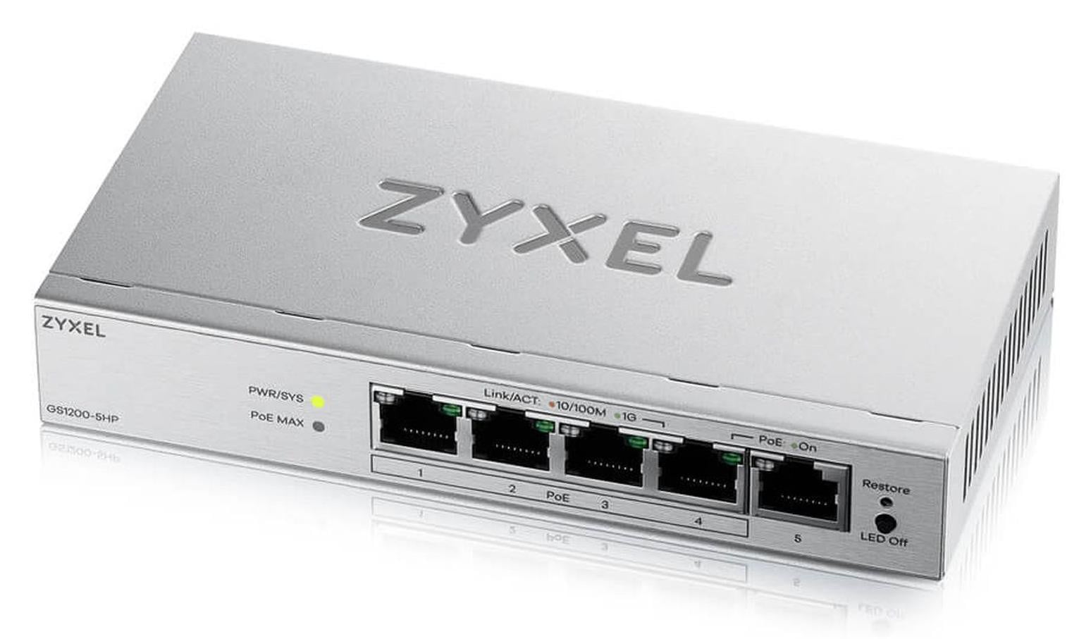 Zyxel GS1200-5HPV3 5-Port Gigabit PoE+ Web/Smart Managed Switch