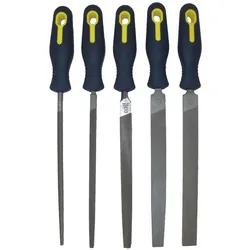 Blu-Dan, Raspel + Feile, Blue-Dan Feilensatz (Werkstatt) mit 2k-Heft Feile schlicht Hieb 3 250mm 5-teilig (Hieb 3, 250 mm)