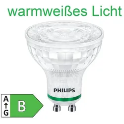 Nur noch angezeigter Bestand verfügbar:   Besonders effizienter PHILIPS GU10 LED Strahler 2,4W wie 50W warmweißes Licht 3000K mit 36 ° Ausstrahlungswinkel