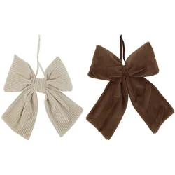 Chic Antique Deko-Schleifen mit Aufhängung Beige & Mocca 2er-Set, 22 x 26 cm - Beige/Mocca