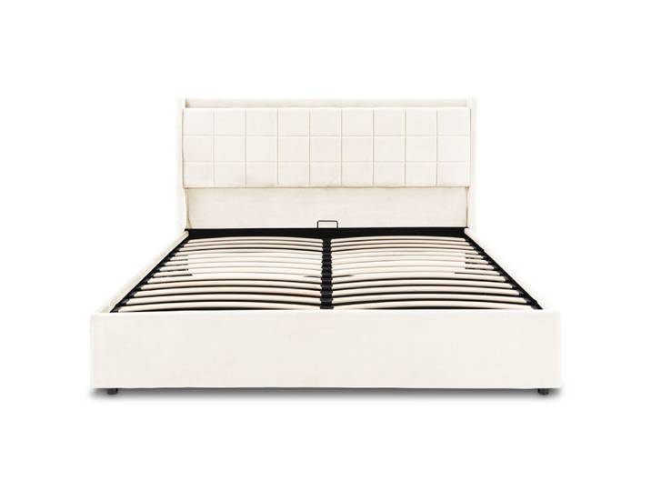 Lit coffre 160x200 rembourré avec sommier, blanc