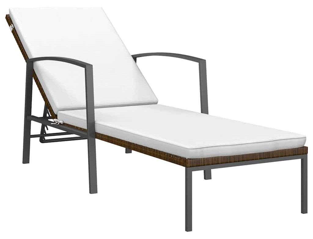 Liegestuhl aus Poly-Rattan, braun - Verstellbarer Stahlrahmen - Gewicht: 10,95 kg