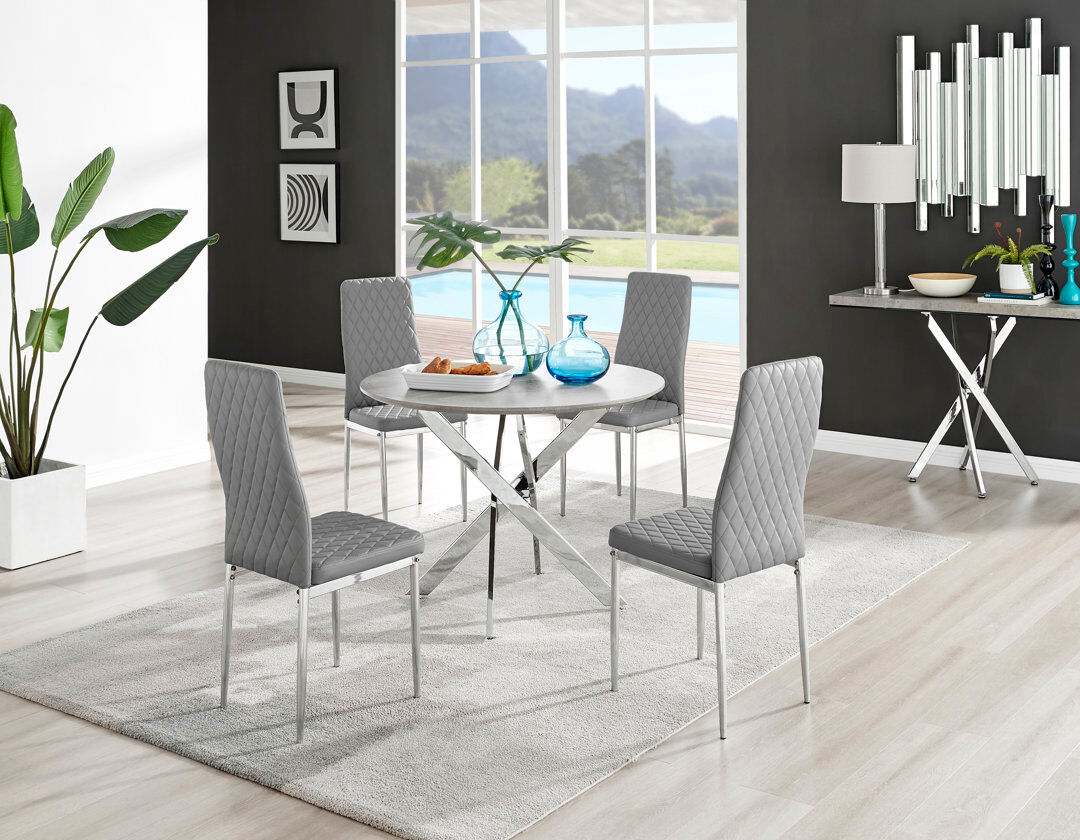 Canora Grey Eubanks 4 - Person Dining Set Grey/Grey Concrete 4