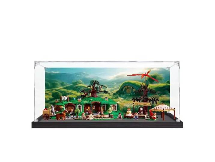 Acryl-Vitrine für Lego 10354 Der Herr der Ringe: Das Shire-Modell, 3 mm staubdichte Schaukasten, Vitrine kompatibel mit Lego 10354 (Modell nicht im Lieferumfang enthalten) (Hintergrund 3 mm A)