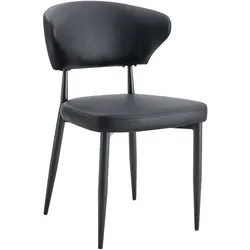 STILVORA Esszimmerstühle 2er-Set PU-Leder Schwarz mit Metallbeinen, ergonomisch