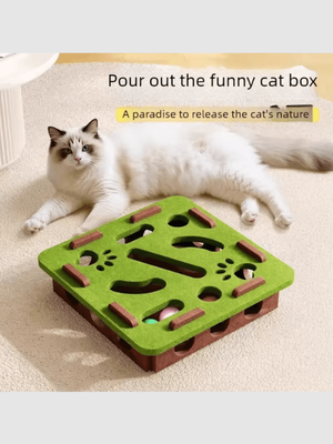 Inspire Curations PuzzlePaws Felt Cat Puzzle Box For Interactive Indoor Play green Square