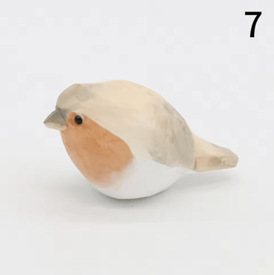 Inspire Curations Hand Carved Wooden Bird Figurine Mini Handmade Wood Bird Decor Cute Ornament 7
