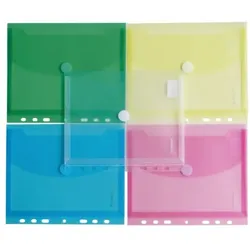 Foldersys 10er-Pack Sichttasche A5 mit Dehnfalte und Abheftrand farbig sortiert mehrfarbig, 19x22.5 cm
