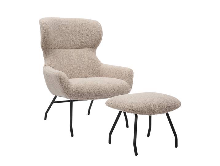 SalesFever Sessel und Hocker Set Teddyfell