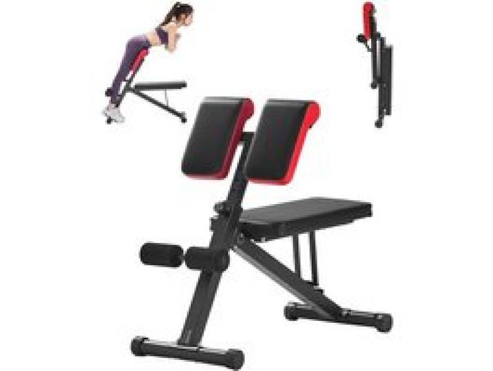 VEVOR multifunktionale Hantelbank für Ganzkörpertraining, Hyperextensionsbank Rückenverlängerung römischer Stuhl 150 kg belastbare verstellbare und faltbare Rückentrainer Heim-Fitnessstudio