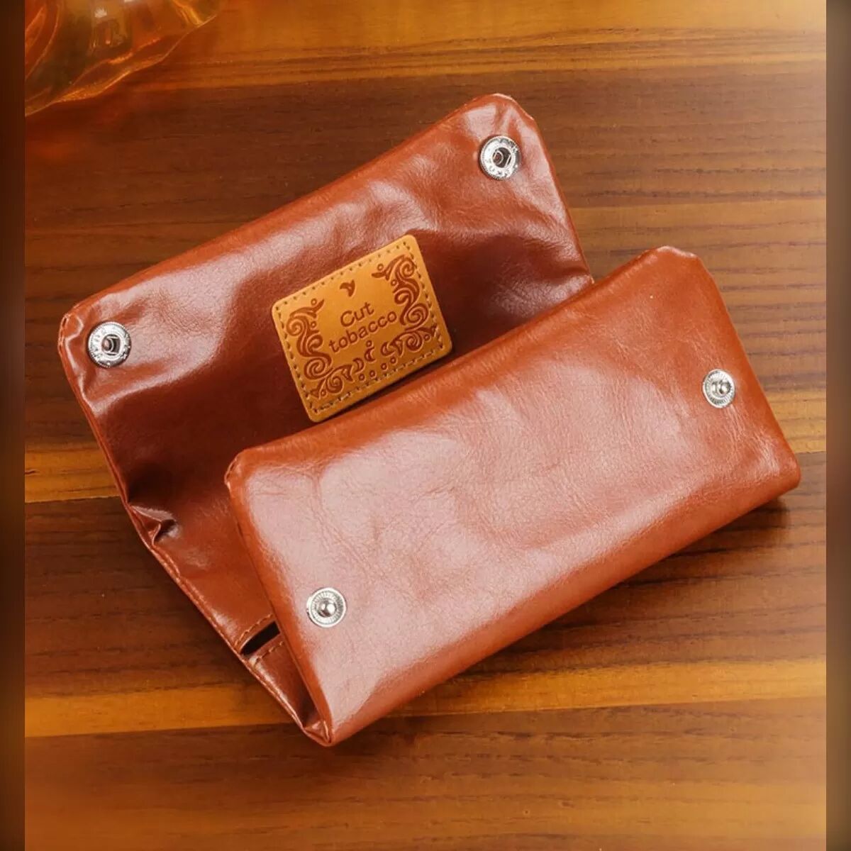 INF Vintage Tragbare Tabaktasche mit Papierhalter - Weiches PU-Leder Etui Braun
