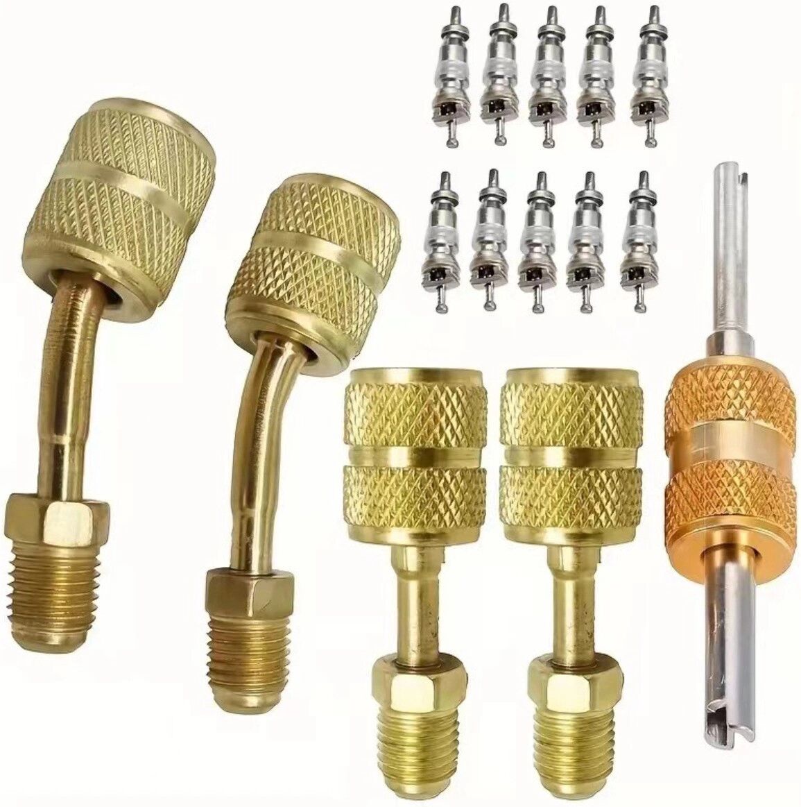 INF Klimaanlagen-Reparaturwerkzeugsatz — Kupfer R410A-zu-R22 Konverter-Adapter-Set mit staubdichtem Schutz, mehrfarbig