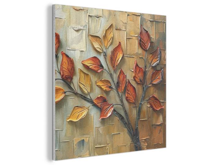 MuchoWow Akustikbild Baum - Abstrakt - Natur - Kunst Akustikpaneele 90x90 cm, Goldfarben, Kunststoff, Quadratisch, 90x90x0.9 cm, Tapeten & Wandverkleidungen, Akustikpaneele