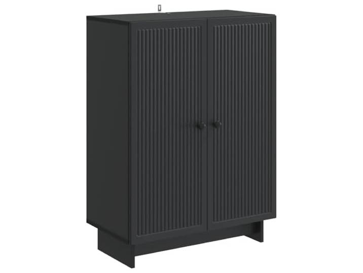 KPOTUERTU Sideboard Schwarz 66 x 34,5 x 90 cm Holzwerkstoff Vintage-Stil, Metallknöpfe, 90°-Schwingtüren, Regalböden innen, Wohnzimmer, Esszimmer