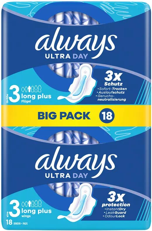Always - Ultra Damenbinden Long Plus (Grösse 3), 18 Stück
