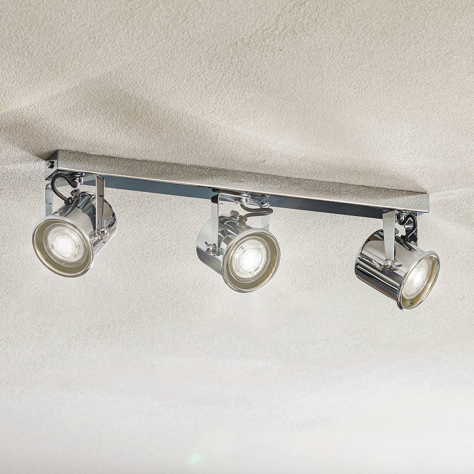 Deckenspot Canico, dreiflammig, chrom Canico Argon, dimmbar, chrom / silber, für Wohn- / Esszimmer, Metall, Modern, Strahler