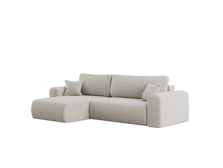 Kaiser Möbel Ecksofa Mit Schlaffunktion und Stauraum für Bettzeug Capri Stoff Poso Beige Links, L-Form,L-Form, 272x145 cm, Wohnzimmer, Sofas & Couches, Wohnlandschaften, Ecksofas