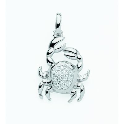 Kette mit Anhänger ADELIA´S "925 Silber Sternzeichen Anhänger Krebs mit Zirkonia", silber, Halsketten, Damen, Silber 925 (Sterlingsilber), Schmuckset - Set mit Halskette