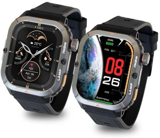 AGM Legion 3 SmartWatch robuste 5 ATM Montre connectée résistante avec écran AMOLED de 1,95 pouces, fonction d'appels Bluetooth, batterie de 500 mAh,