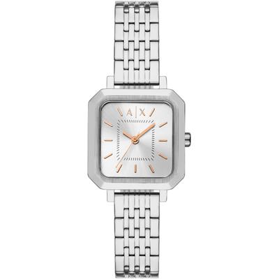 Quarzuhr ARMANI EXCHANGE, silber (silberfarben, silberfarben), Armbanduhren, Damen, silberfarben, Quarzuhr, Armbanduhr, Damenuhr, Edelstahlarmband, analog