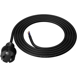 Anschlusskabel 2m IP44 mit geradem Stecker 250V 16A 3x1,5 mm2 H05RR-F PP-40H Schwarz W-97270