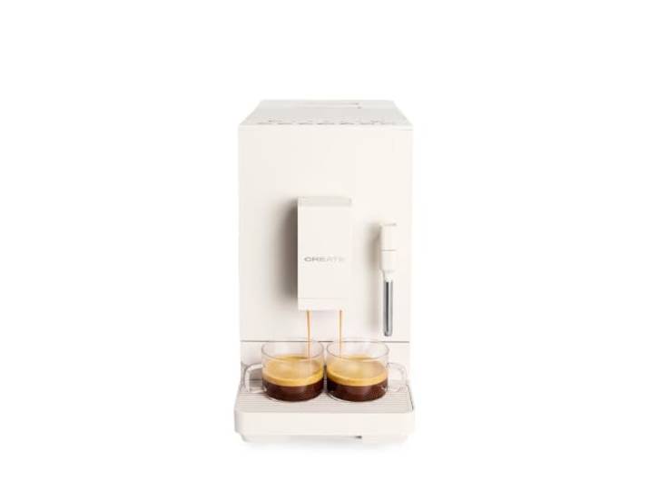 CREATE / THERA MATIC/Vollautomatische Kaffeemaschine mit Mahlwerk und Dampfaufschäumer Cremeweiß / 20 bar, 1.5-Liter-Wassertank, 180-g-Kaffeebohnenbehälter, Dampfarm, Touch-Bedienfeld, 1350W