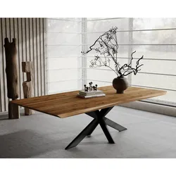 BlackWood »Table4YOU Austin« Wildeiche Massivholztisch Baumkante / Wildeiche natur / 4 cm / 180x100 cm