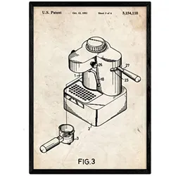 POSTER Kleine Kaffeemaschine Patent A3 Rahmenlos