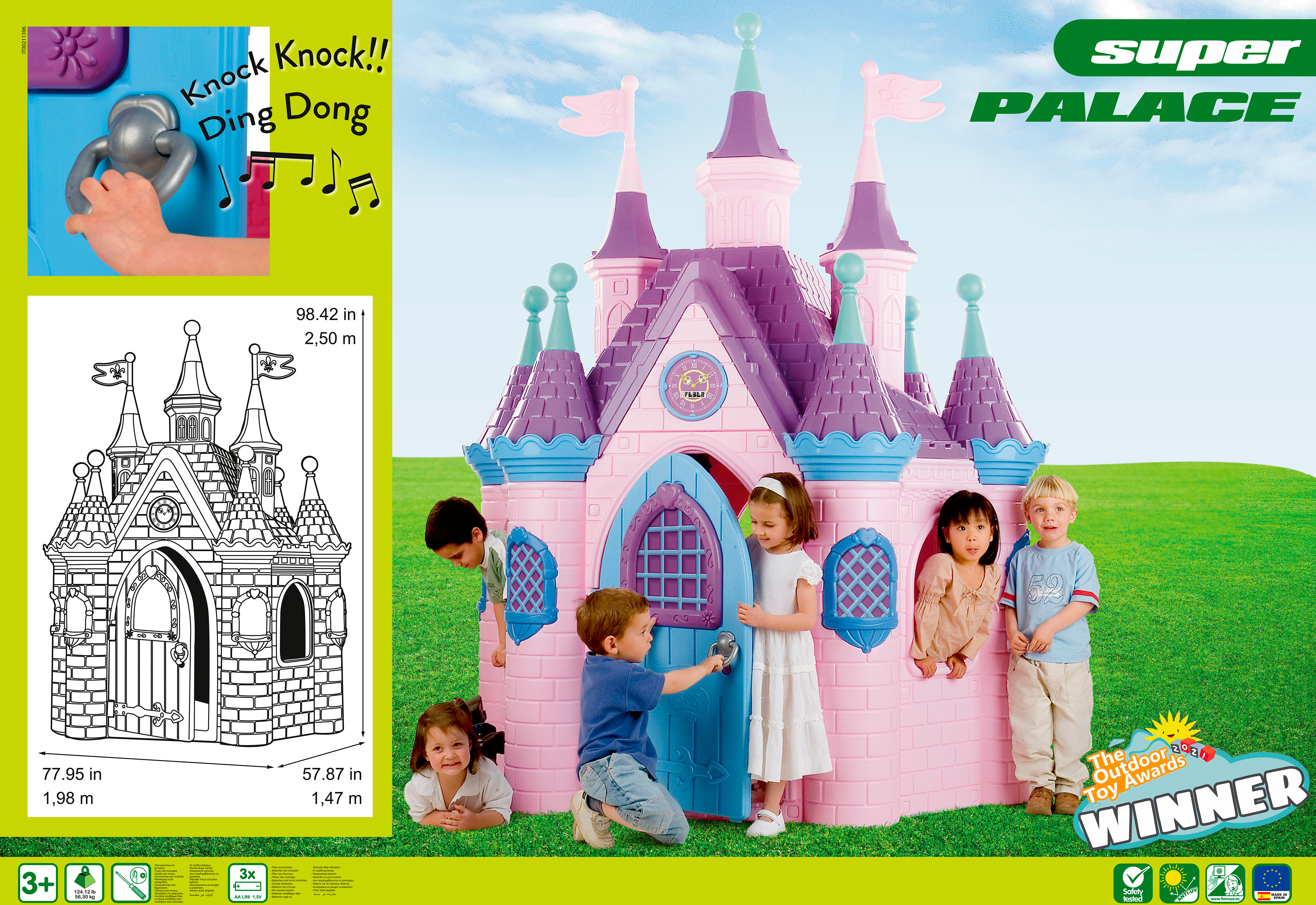 Spielhaus FEBER "Super Palacio", bunt, Spielhäuser, KinderB:198cm H:250cm T:147cm, Kunststoff, Spielhaus, B/T/H: ca. 198/147/250 cm; Made in Europe, B:198cm H:250cm T:147cm