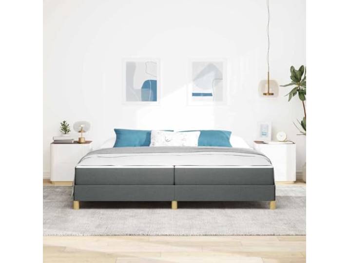 KTHLBRH Boxspringbett mit Matratze dunkelgrau 200 x 200 cm Bezug aus Stoff, technisches Holz, modernes Design, Box Spring mit Matratze inklusive