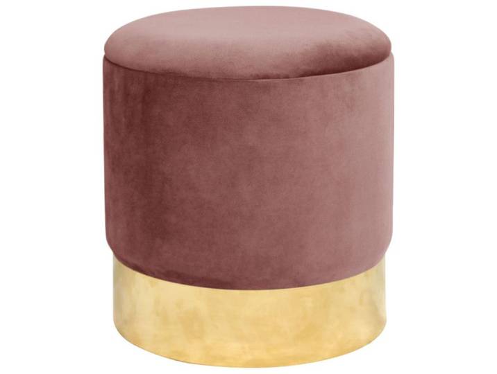 Pouf de Rangement avec Couvercle AKORD GOLDEN - Rose - Velours - 1 Place - 39x40x39 cm