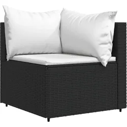 vidaXL Garten-Ecksofa mit Kissen Schwarz Poly Rattan