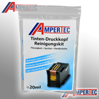 Ampertec Druckkopfreinigungskit inkl. 20 ml Flüssigkeit, Spritze und Handschuhe
