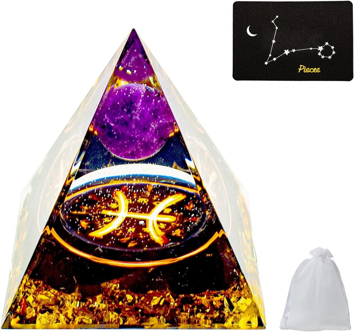 Orgoniet Piramide met Kristallen voor Meditatie en Decoratie - Sterrenbeeld Editie