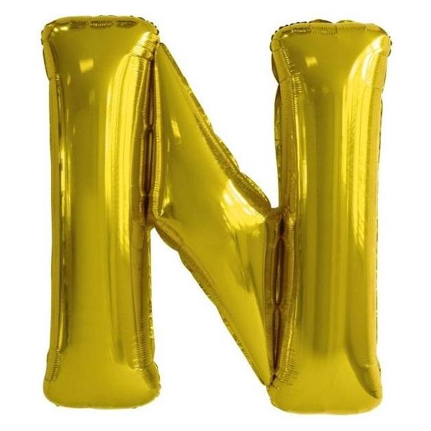 Riethmüller Grosser Buchstabe N Gold Folienballon N34 verpackt (5x) (9909589)