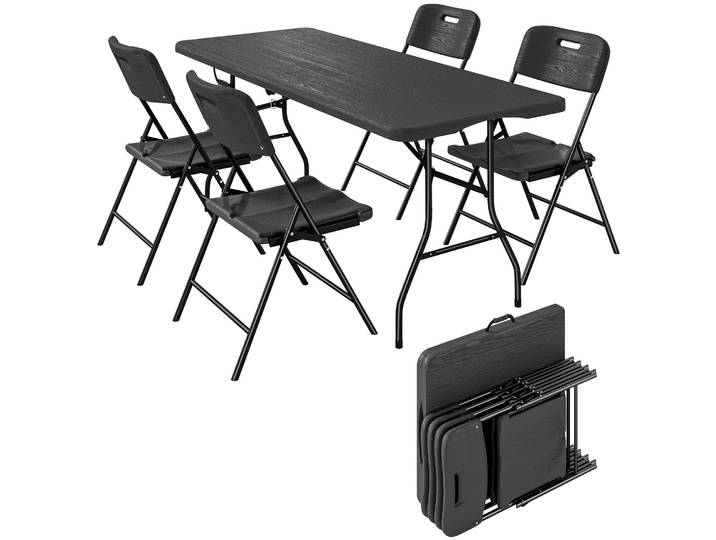 Ensemble de camping pliable Outsunny avec table et 4 chaises noir