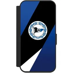 Nivocase Klapphülle für Apple iPhone 15 Pro Handyhülle aus Kunst Leder NIVOflip schwarz Arminia Bielefeld (Apple iPhone 15 Pro), Smartphone Hülle, Schwarz
