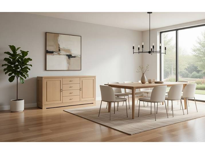 Enfilade lisse - Type A 161 x 87 x 46cm Beige/Marron/Pin foncé