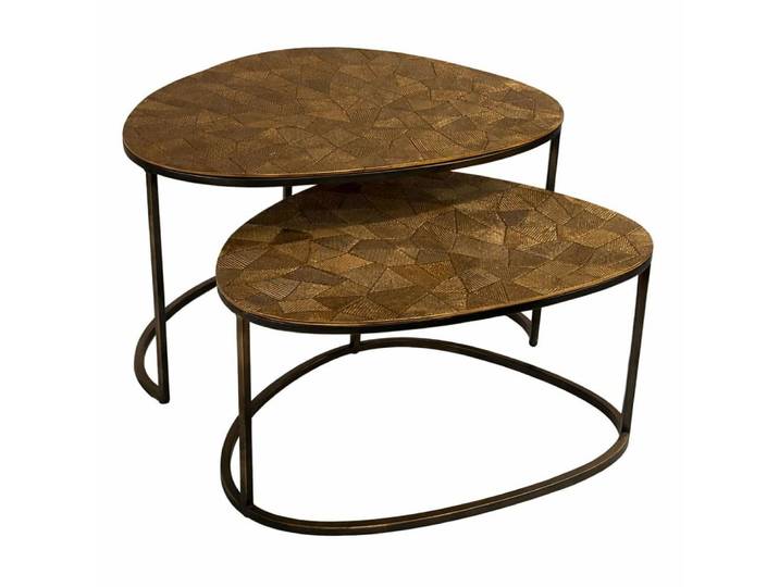Table basse gigogne design galet organique (lot de 2)
