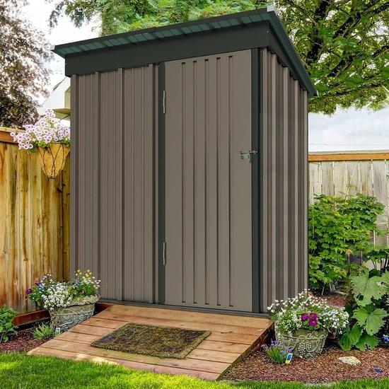 Famanu Metall-Schrank für den Garten - Aufbewahrungslösung draußen - 229x188x194 cm - Braun