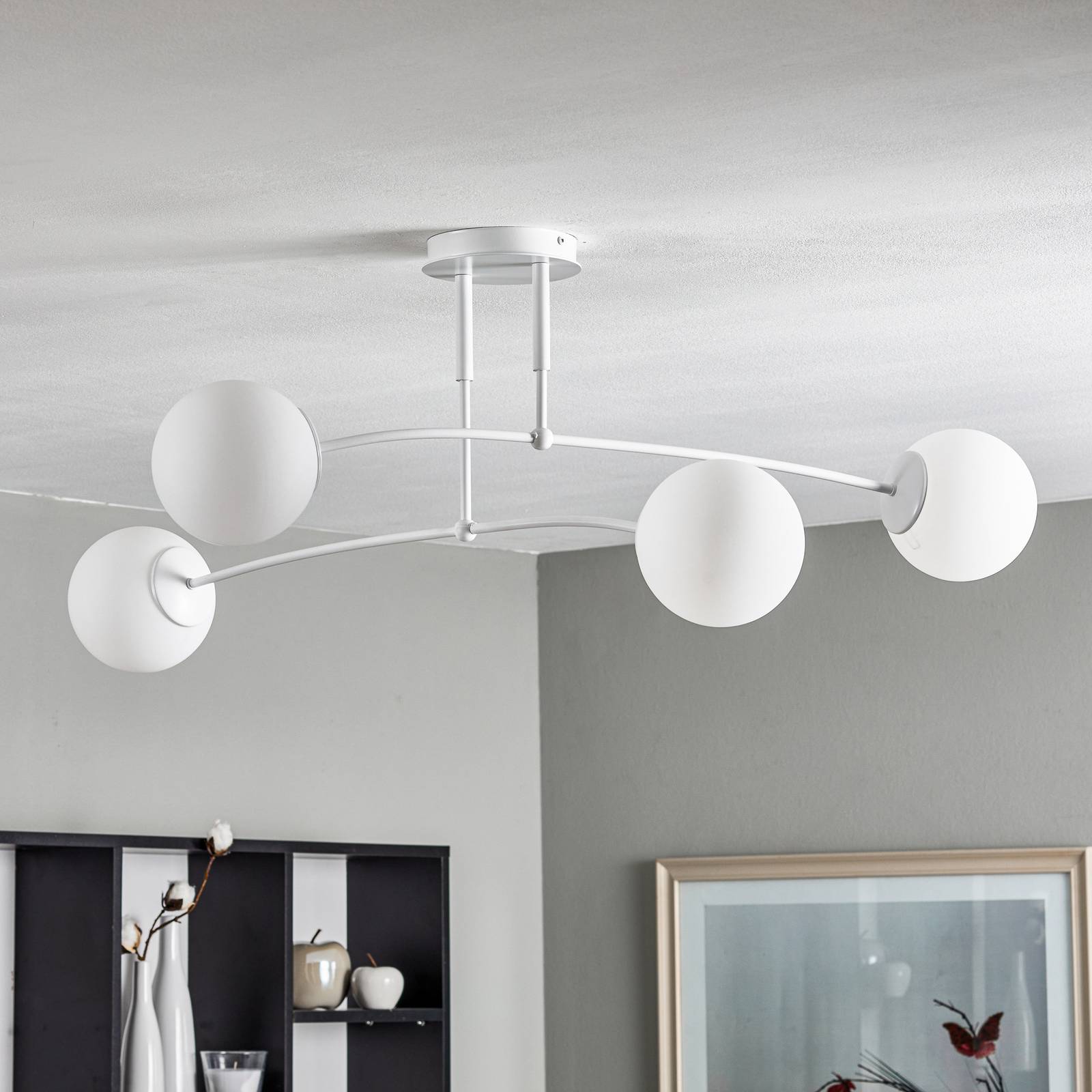 Deckenleuchte Pregos 4 EMIBIG LIGHTING, dimmbar, weiß / opal, für Flurbereich, Metall, Modern
