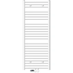 LuxeBath Badheizkörper Sahara 600x1500mm Weiß gebogen Mittel mit Anschlussgarnitur Thermostat Durchgang Handtuchwärmer Handtuchtrockner