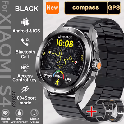 Inspire Picks S4 Ultra Smartwatch AMOLED HD GPS Fitness Watch With Bluetooth Calling black Steel B 2a for Xiaomi S4 Ultra