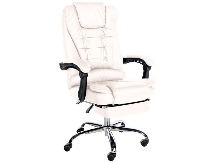 CLP Chefsessel Lederlook Weiß, Metall, 67x115x68 cm, Büromöbel, Bürostühle, Chefsessel