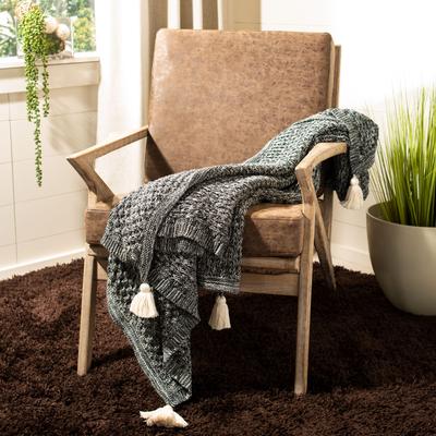 SAFAVIEH Pennie Knit 50 x 60 Inch Cotton Tassel Throw
