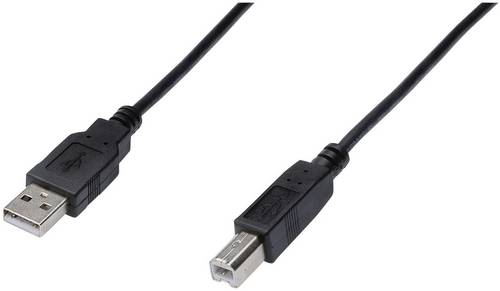 Digitus USB-Kabel USB 2.0 USB-A Stecker, USB-B Stecker 1.00m Schwarz AK-300102-010-S