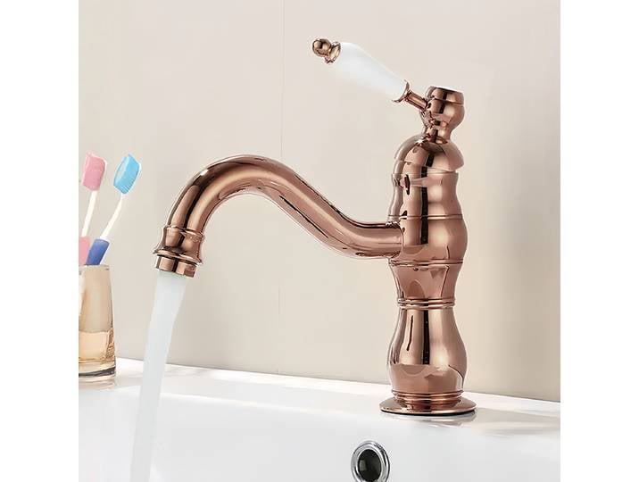Robinet de salle de bains en or Rose, robinet de lavabo Antique, robinet d'évier chromé, robinet de lavabo en laiton, robinets de lavabo en or chaud et froid